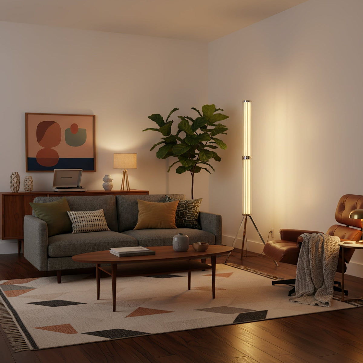 Hexagonal Glass Floor Lamp