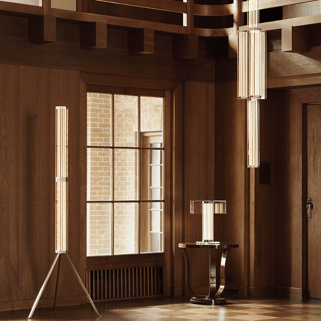 Hexagonal Glass Floor Lamp