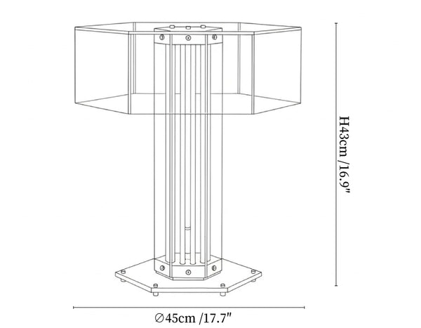 Hexagonal Glass Table Lamp
