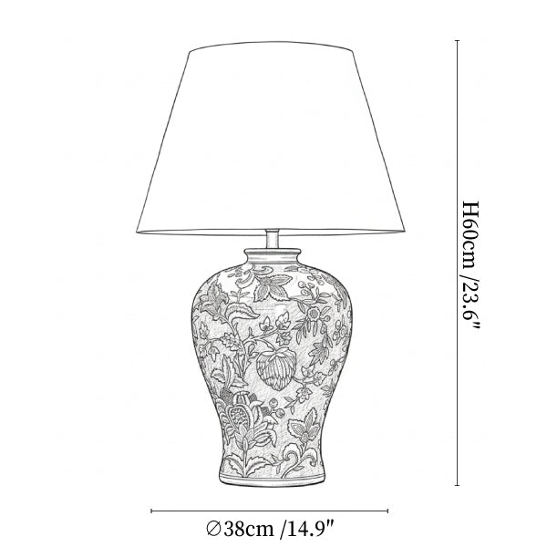 Indigo Floral Vine Ceramic Table Lamp