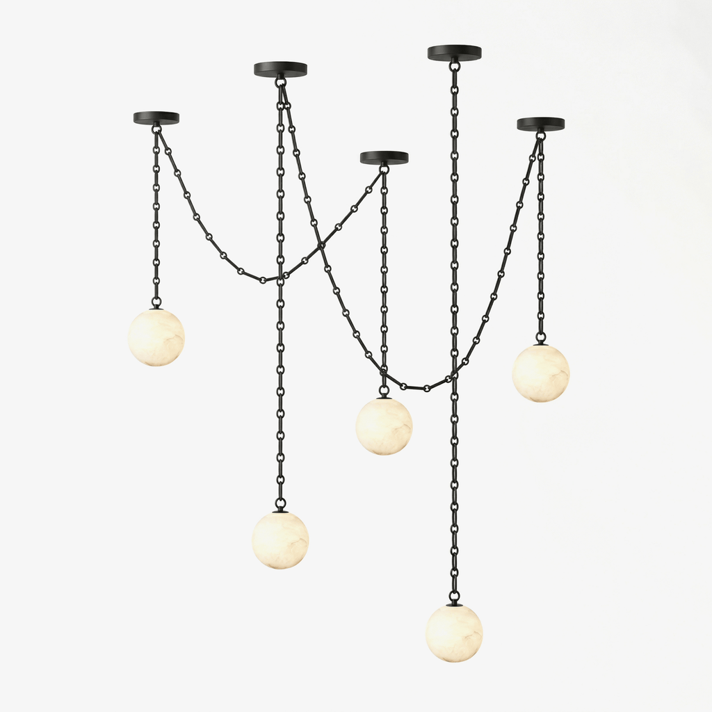 ndustrial Alabaster Orb Chain Chandelier
