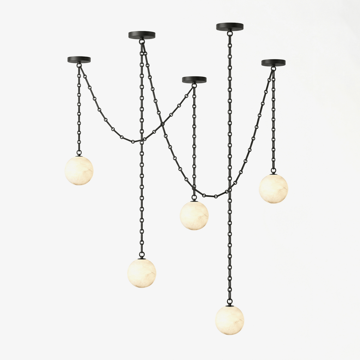 ndustrial Alabaster Orb Chain Chandelier