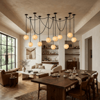 ndustrial Alabaster Orb Chain Chandelier