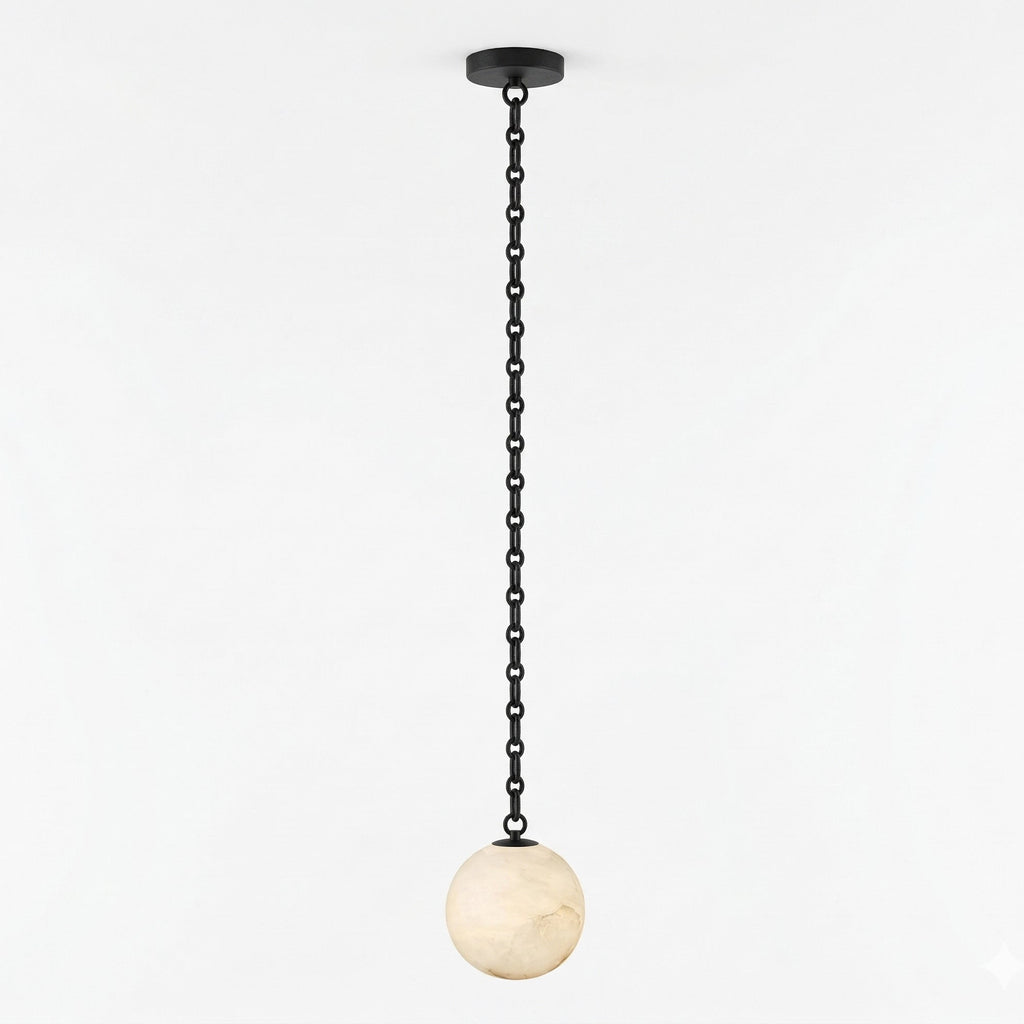 ndustrial Alabaster Orb Chain Chandelier