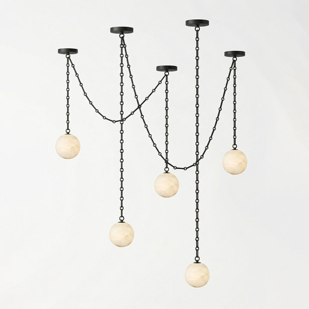 ndustrial Alabaster Orb Chain Chandelier