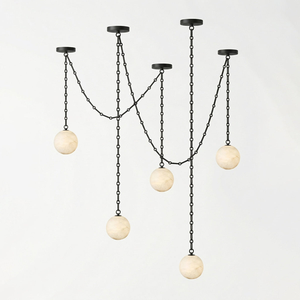 ndustrial Alabaster Orb Chain Chandelier