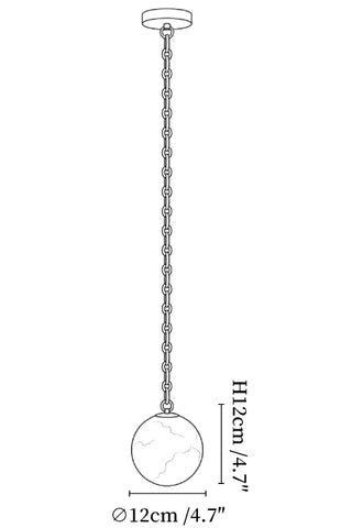 Industrial Alabaster Orb Chain Chandelier