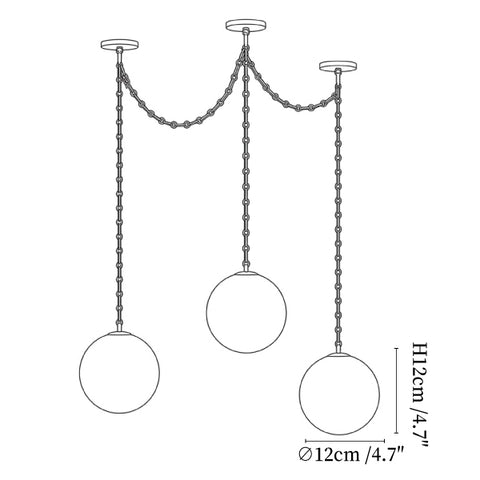 Industrial Alabaster Orb Chain Chandelier