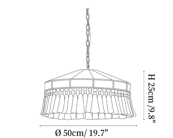 Jute Fringe Drum Pendant Lamp