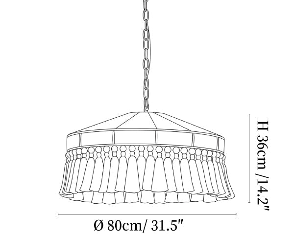Jute Fringe Drum Pendant Lamp