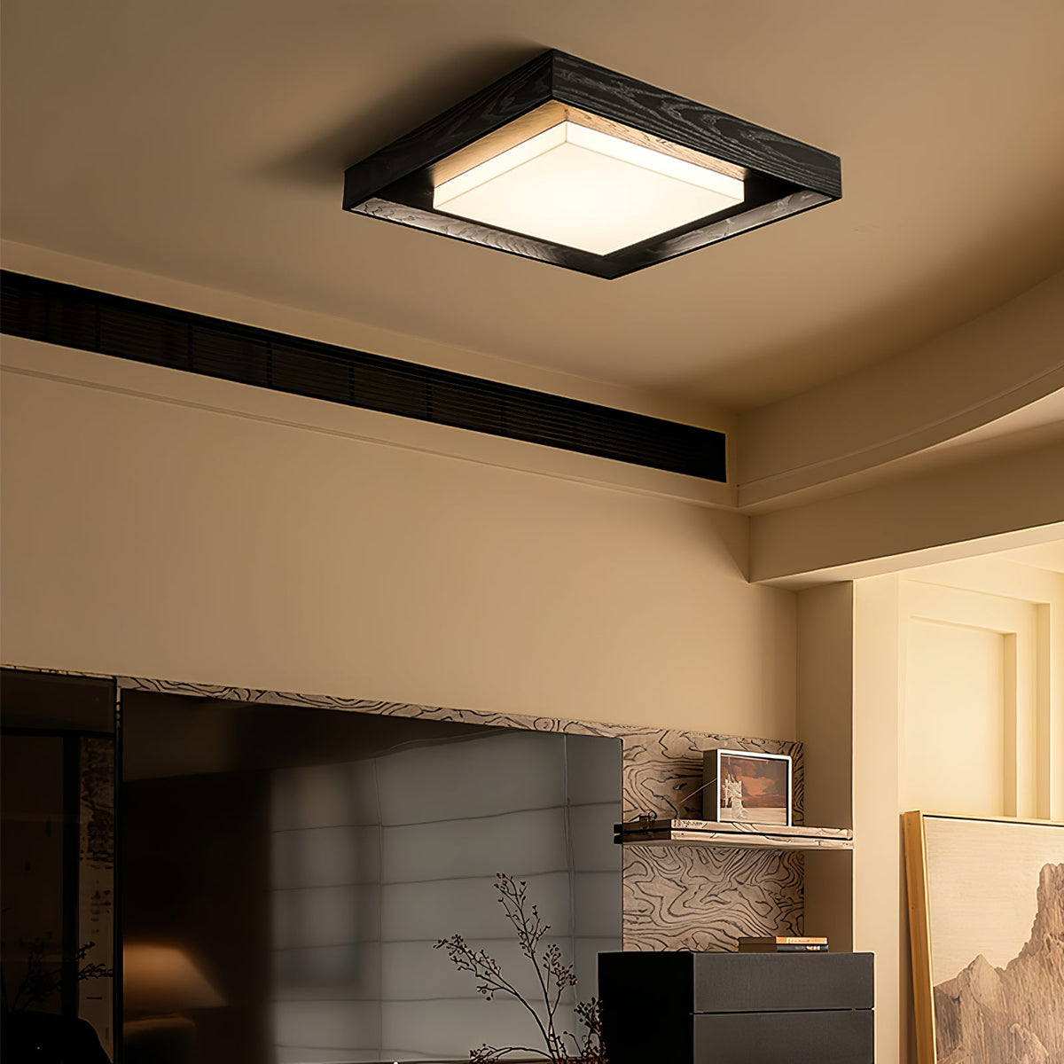Kurin Wood Frame Ceiling Light