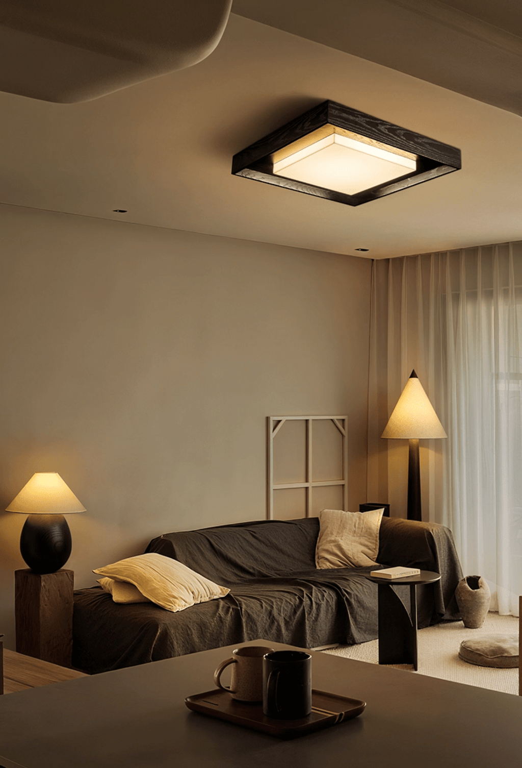 Kurin Wood Frame Ceiling Light
