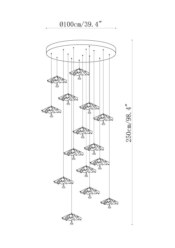 Ginkgo Leaf Spiral Chandelier