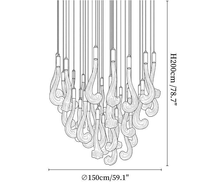 Lucerna LED Glass Flame Chandelier