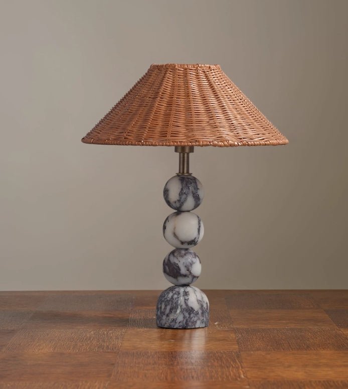 Marble Orb Rattan Table Lamp