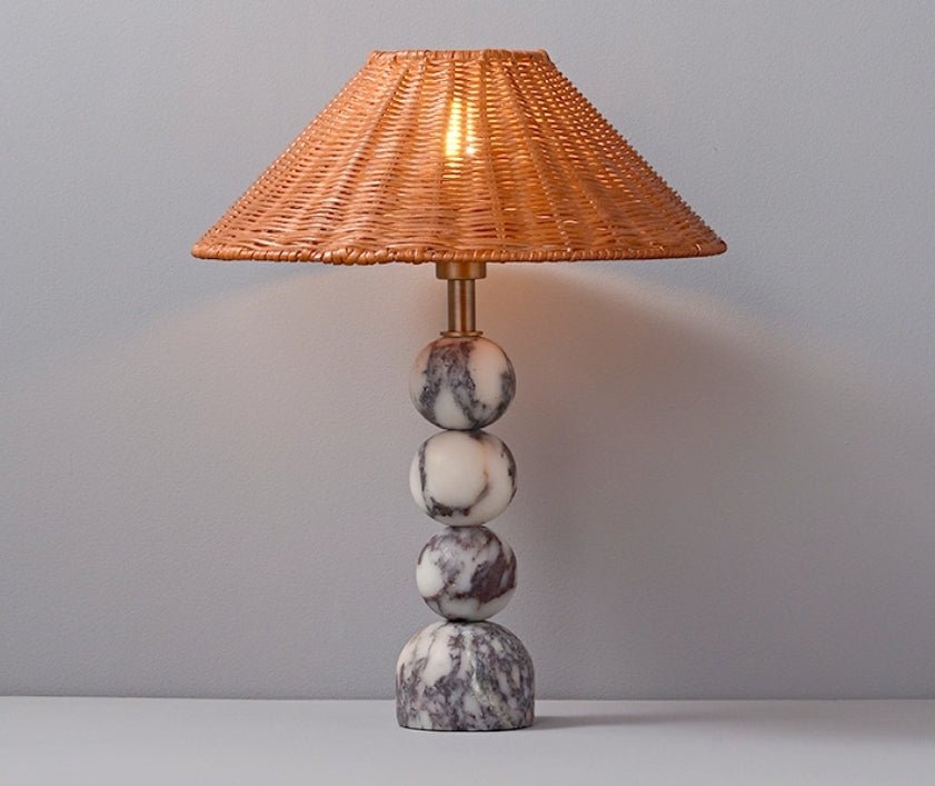 Marble Orb Rattan Table Lamp