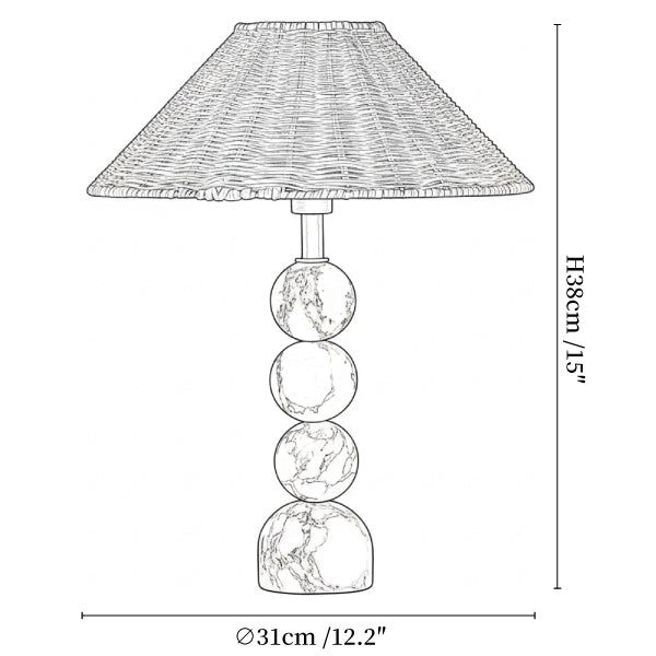 Marble Orb Rattan Table Lamp