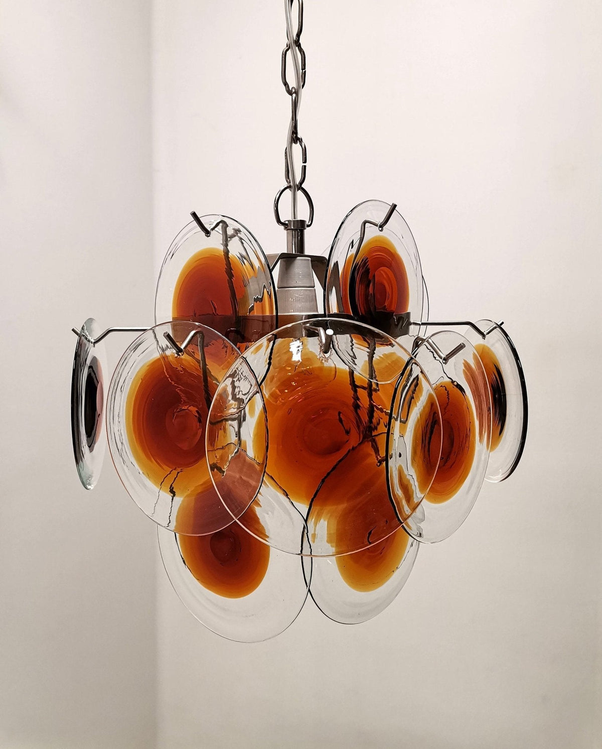 Orange Transparent Murano Disc Chandelier