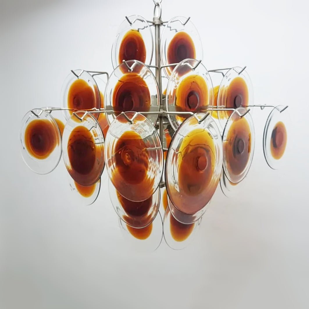 Orange Transparent Murano Disc Chandelier