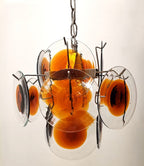 Orange Transparent Murano Disc Chandelier