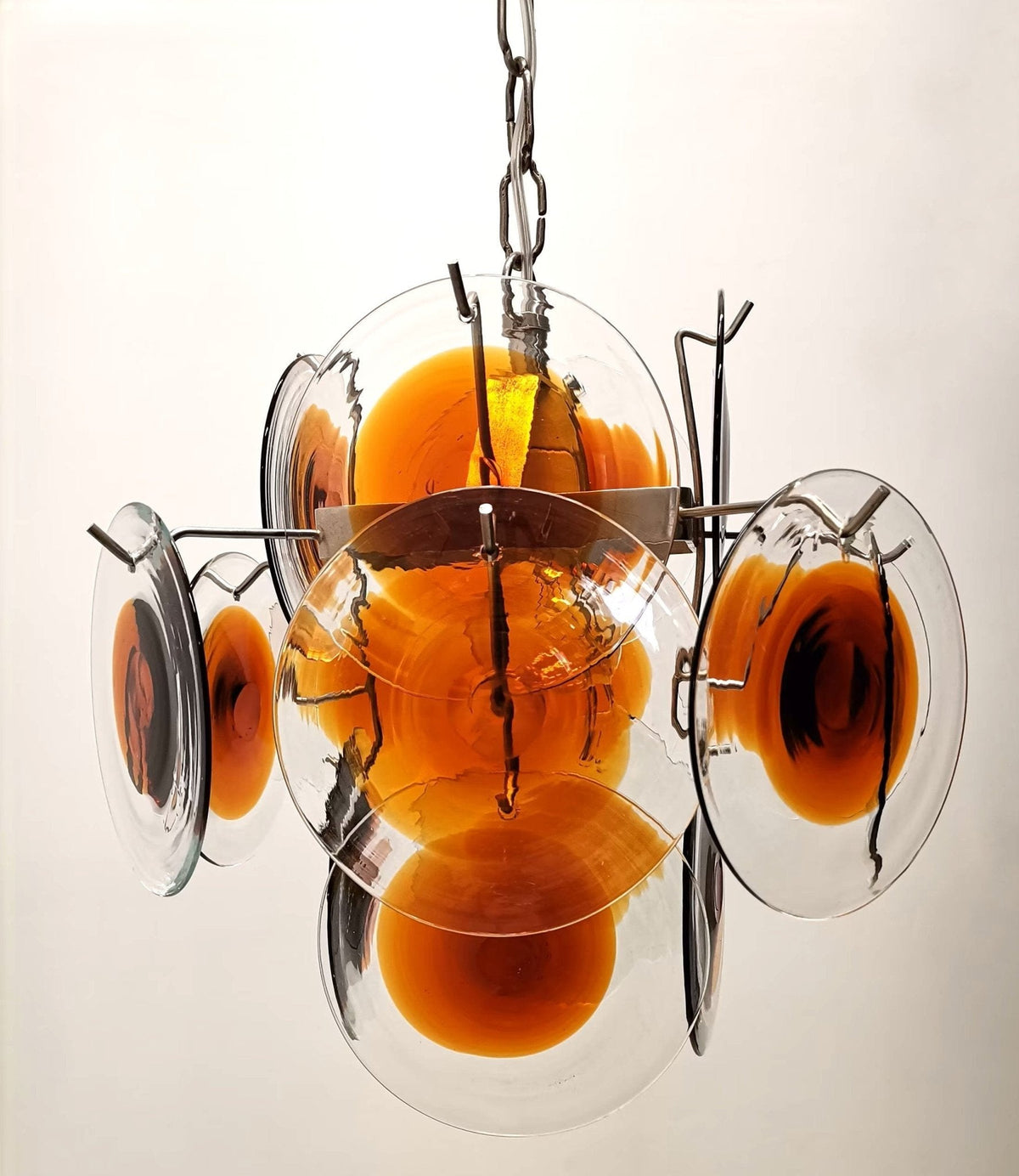 Orange Transparent Murano Disc Chandelier