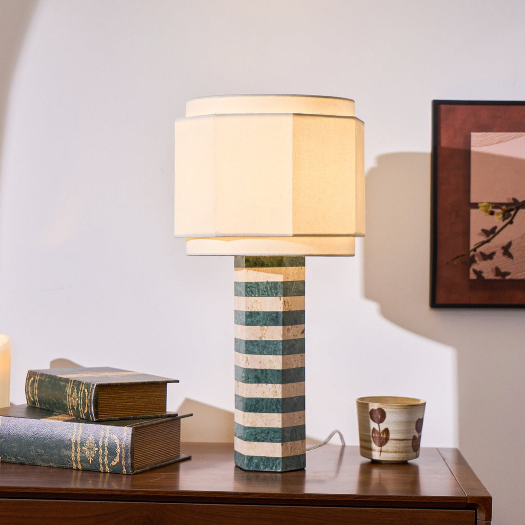 Modari Striped Stone Table Lamp