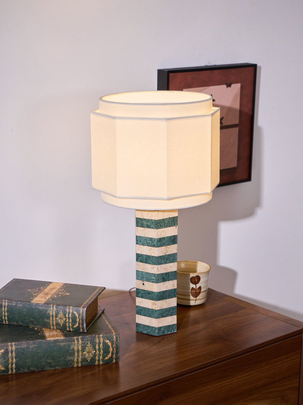 Modari Striped Stone Table Lamp