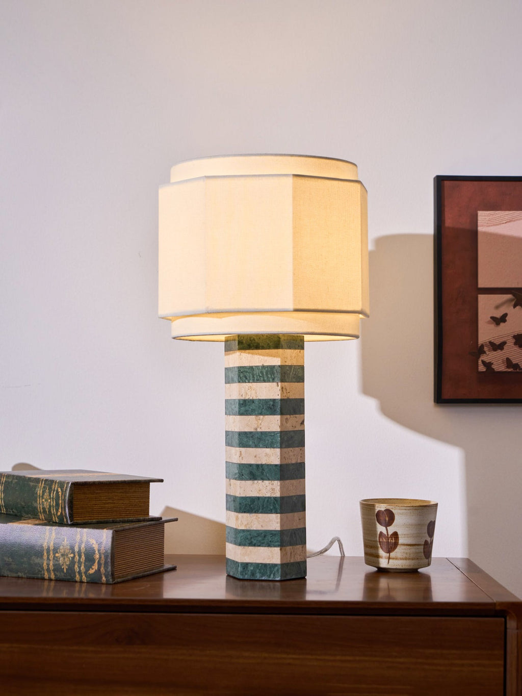 Modari Striped Stone Table Lamp