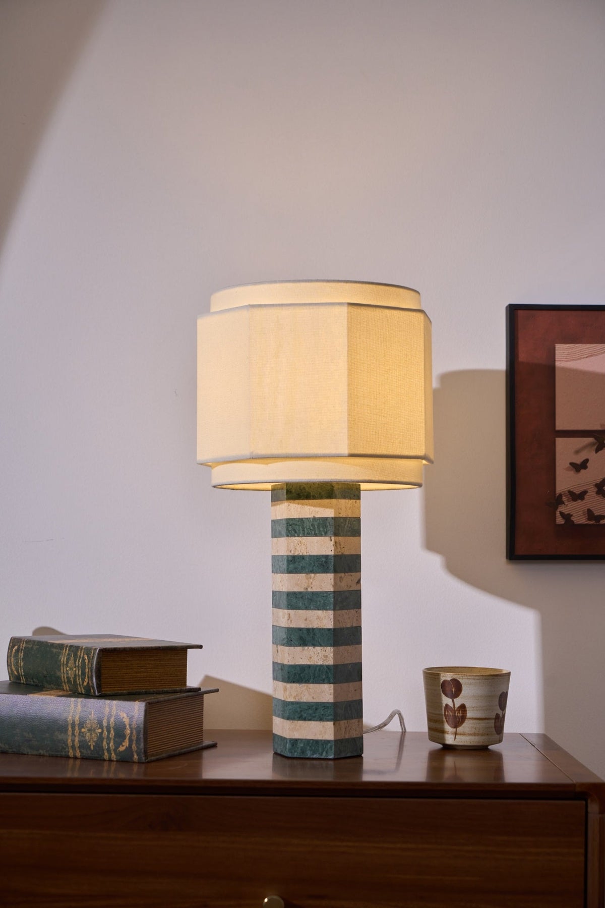 Modari Striped Stone Table Lamp