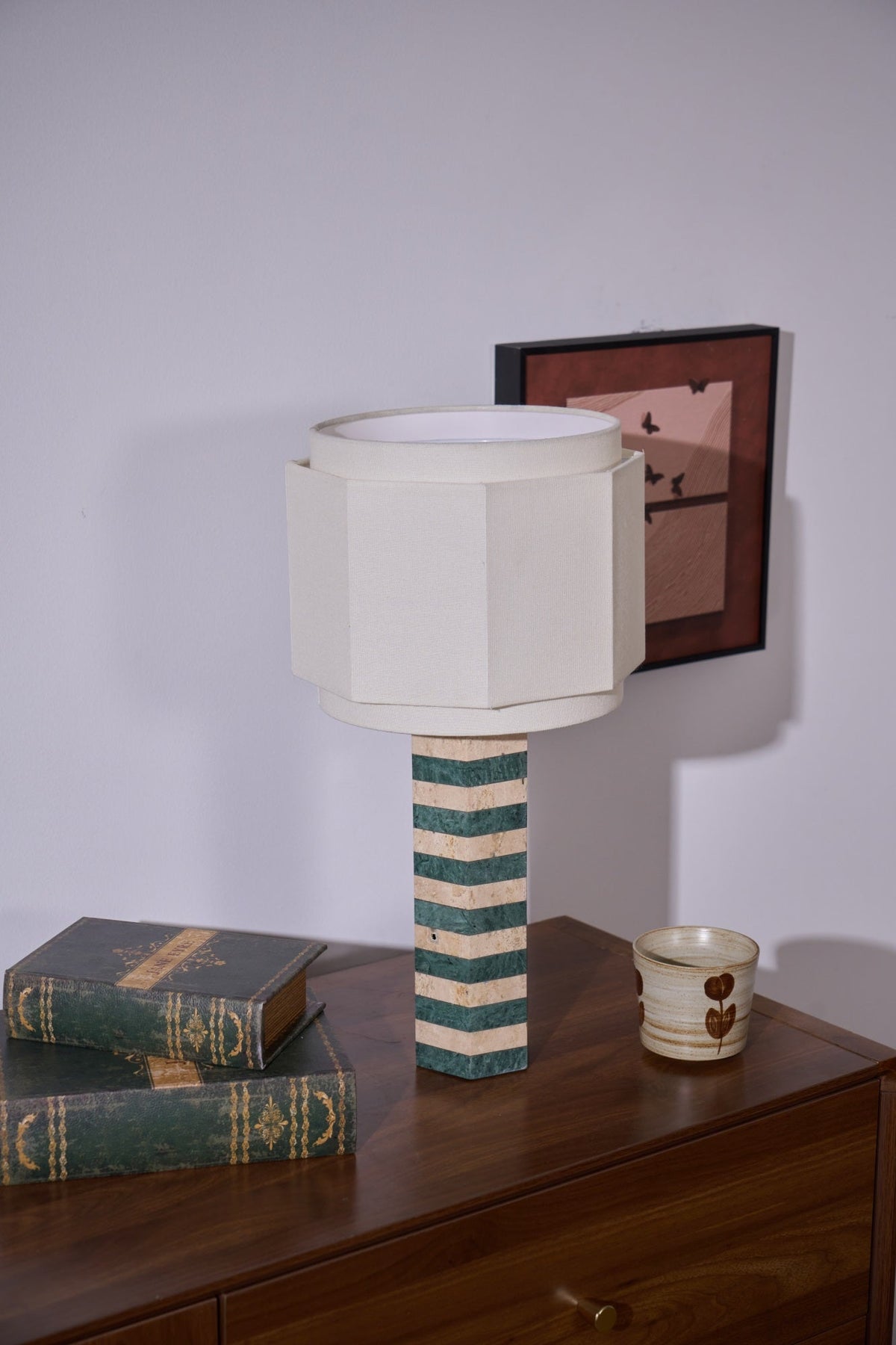 Modari Striped Stone Table Lamp