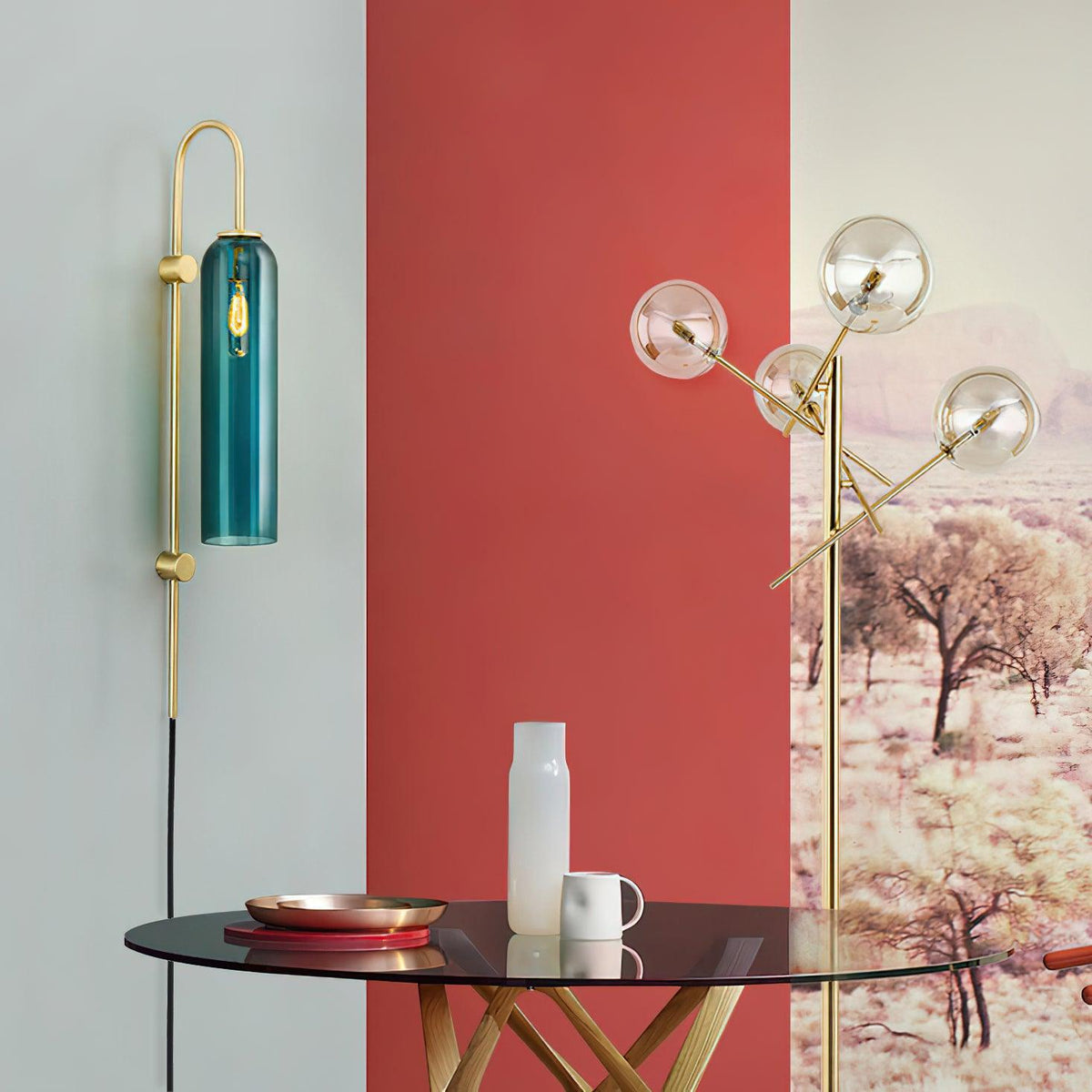 Modern Glass Plug-In Wall Lamp