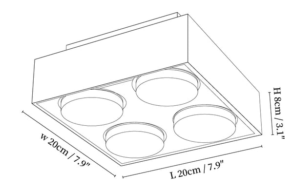 Multi Spot Square Ceiling Lamp