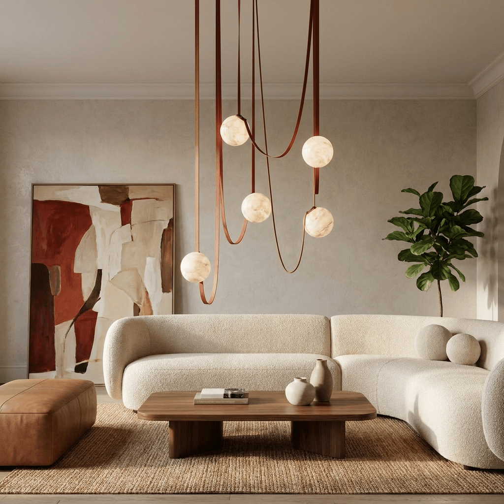 Multiple Belt Alabaster Pendant Light