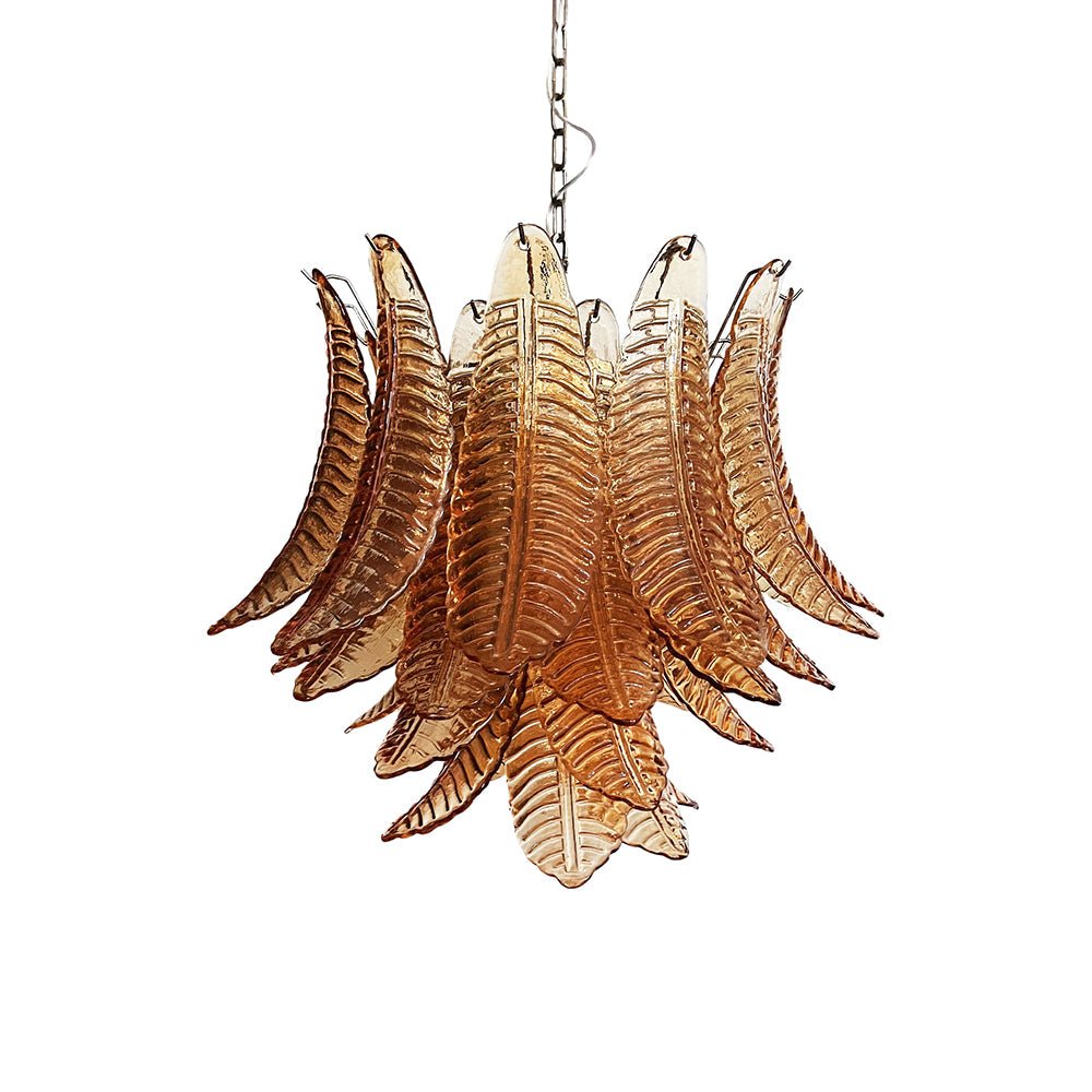 Murano Amber Glass Leaf Chandelier