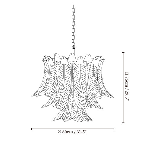 Amber Glass Leaf Chandelier