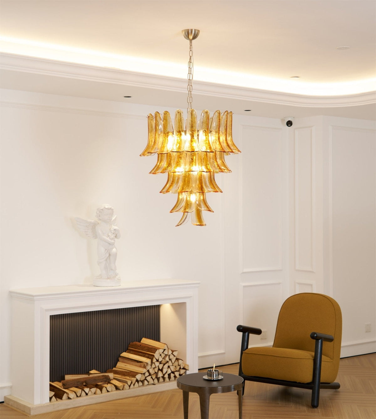 Murano Amber Lily Chandelier