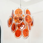 Murano Orange Disk Glass Chandelier