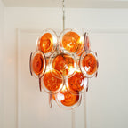 Murano Orange Disk Glass Chandelier
