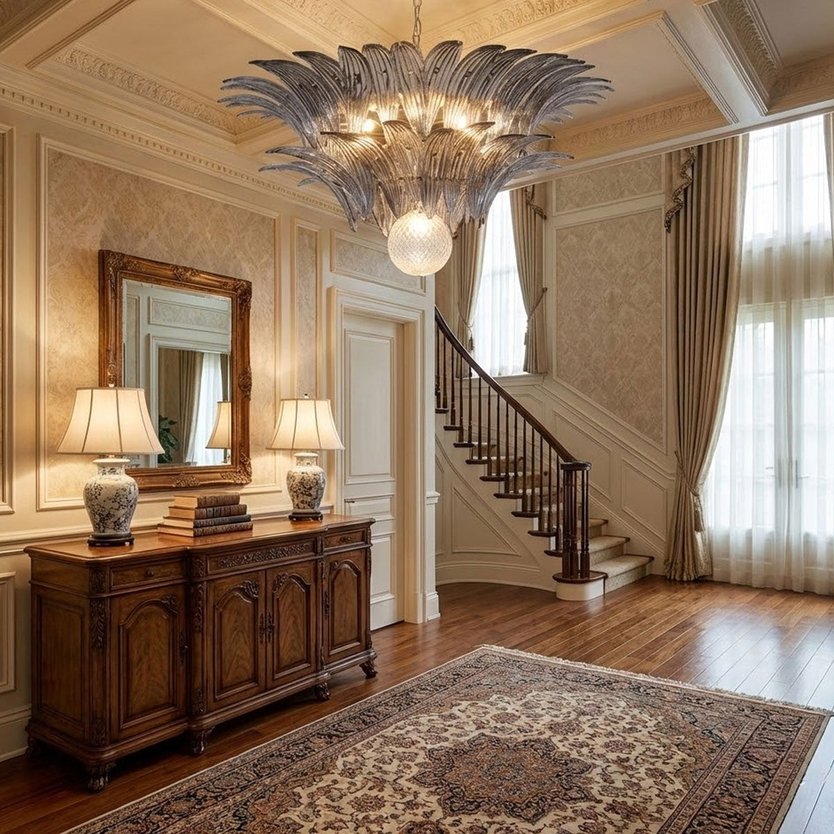 Murano Palmette Transparent Chandelier