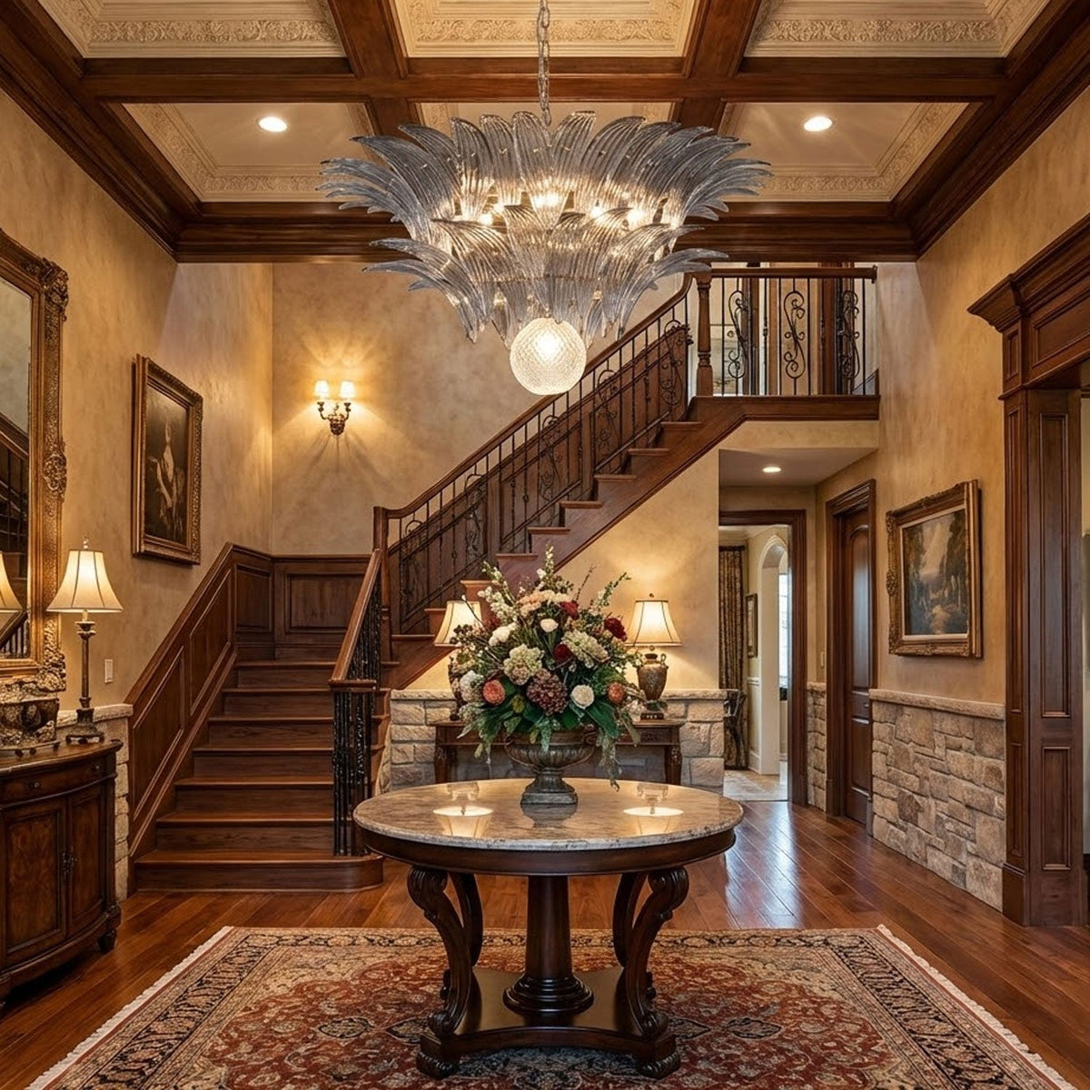 Murano Palmette Transparent Chandelier