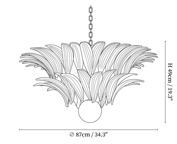 Glass Palmette Transparent Chandelier