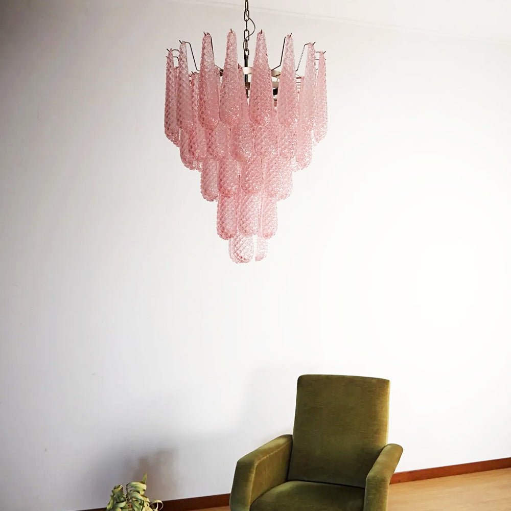 Murano Pink Glass Dewdrop Chandelier
