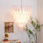 Murano Pink Glass Dewdrop Chandelier