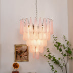 Murano Pink Glass Dewdrop Chandelier