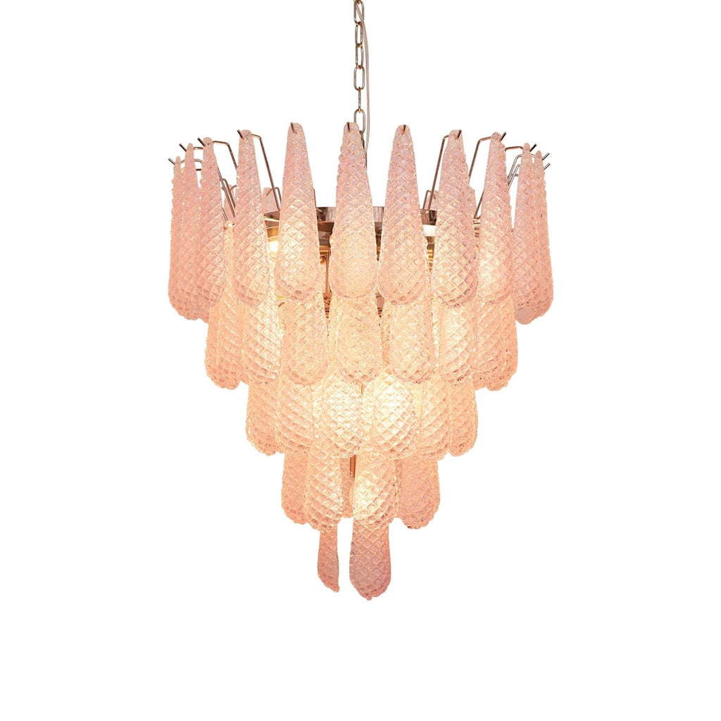 Murano Pink Glass Dewdrop Chandelier