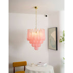 Murano Pink Glass Droplet Chandelier