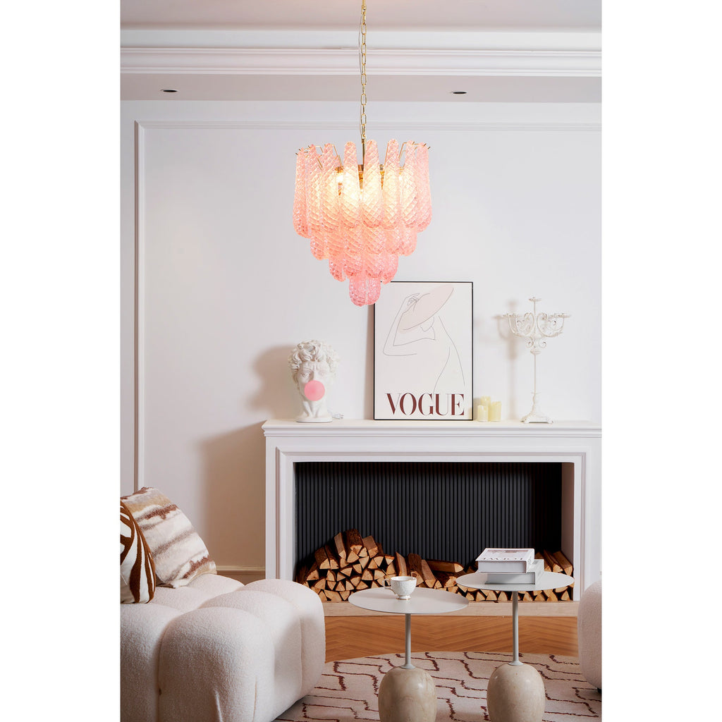 Murano Pink Glass Droplet Chandelier