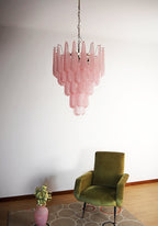 Murano Pink Glass Droplet Chandelier