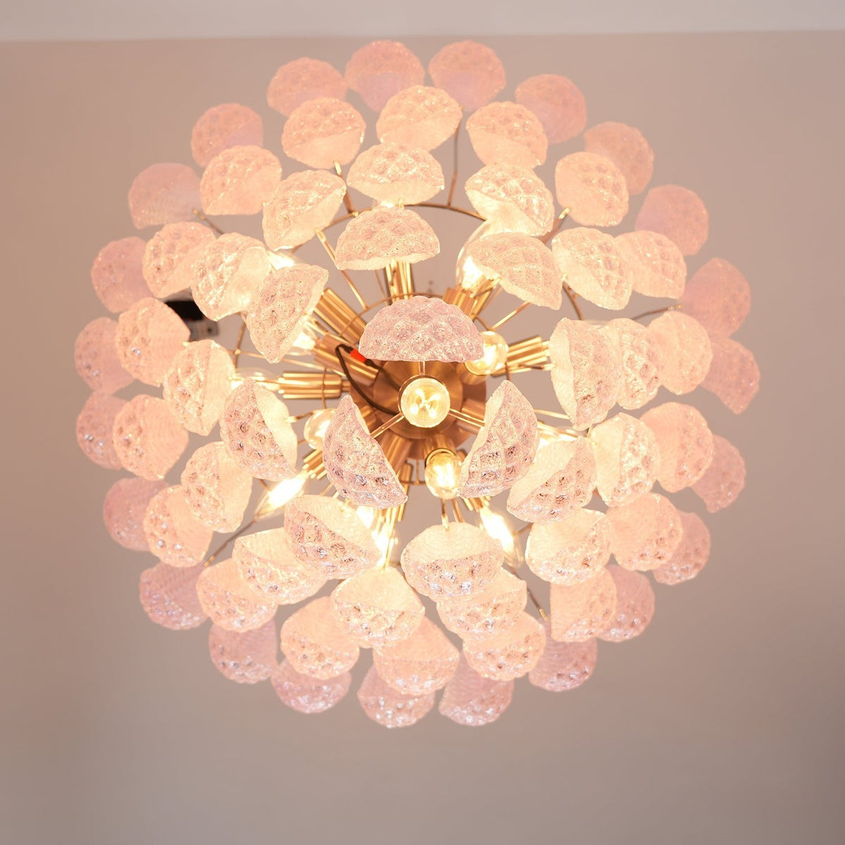 Murano Pink Glass Droplet Chandelier