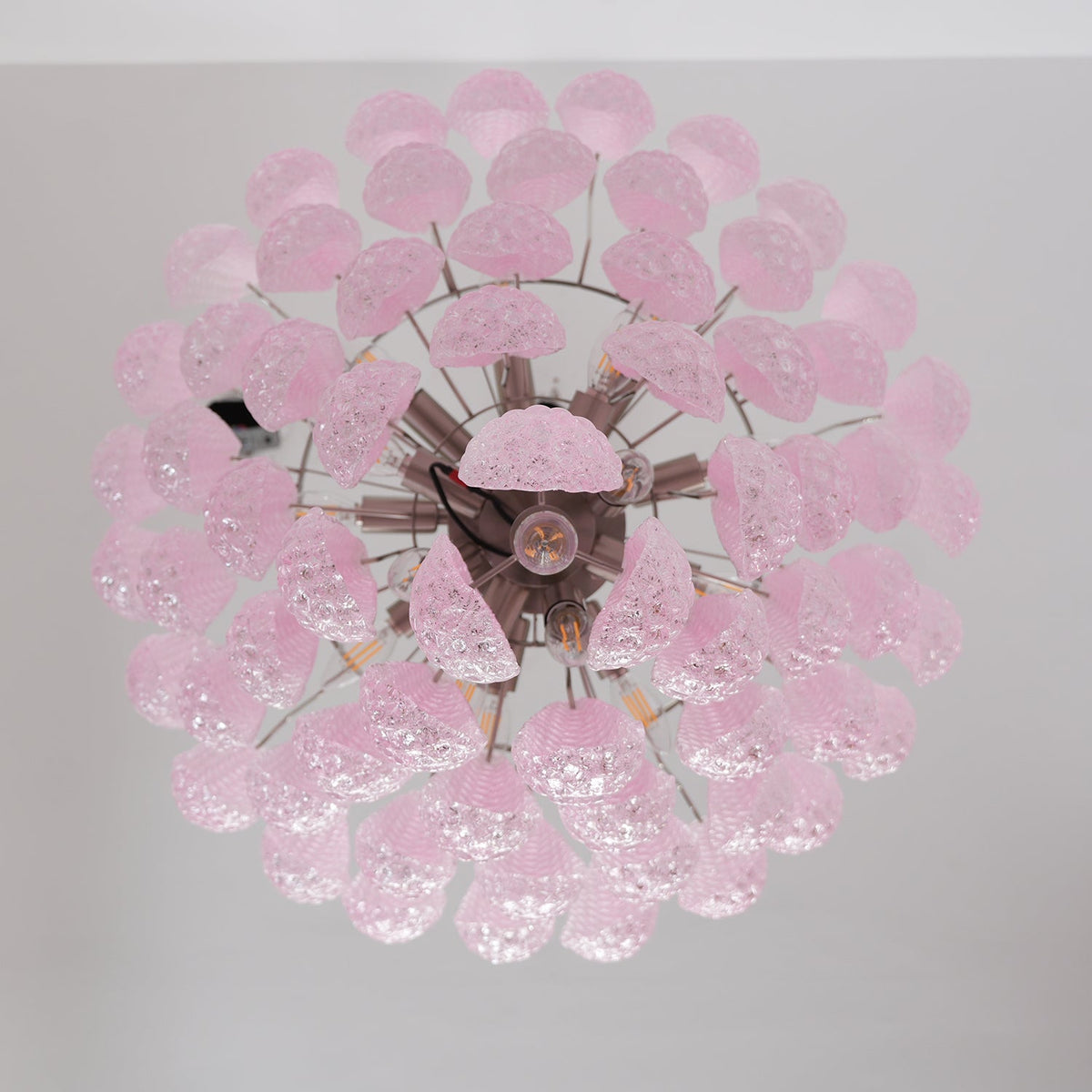 Murano Pink Glass Droplet Chandelier